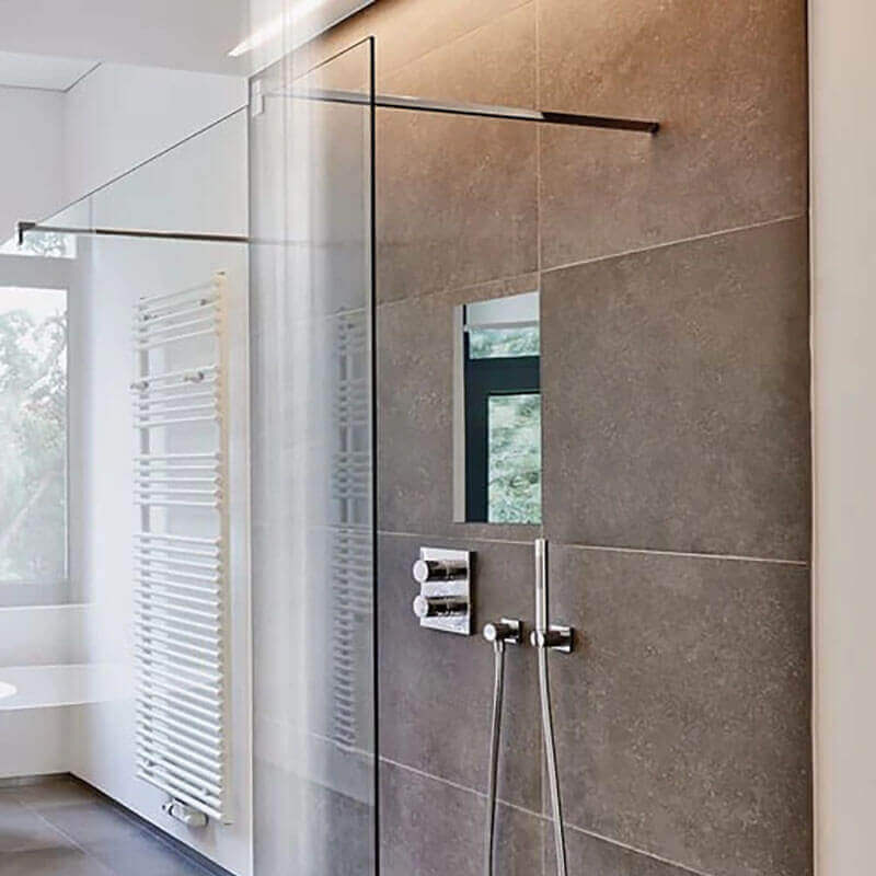 Fog Free Mirror Corner View Bathroom Set Up