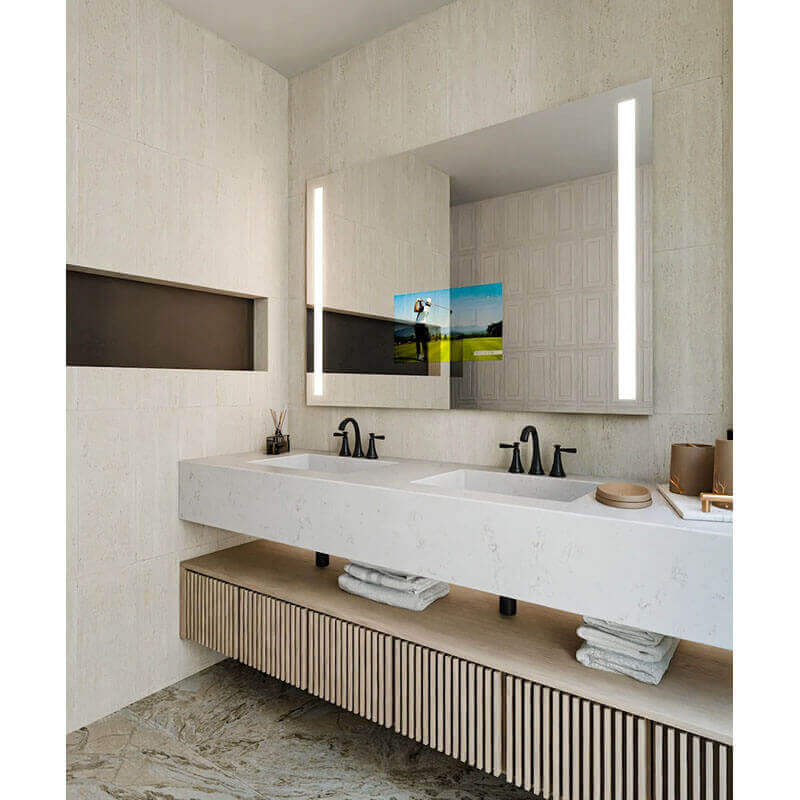 Fusion Led Lighted Mirror Tv Corner View