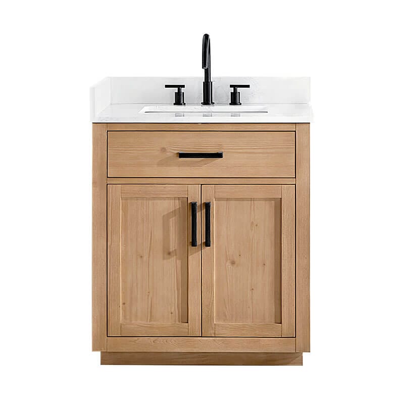 Gavino 30 inch Single Bathroom Vanity with Top Light Brown Front View