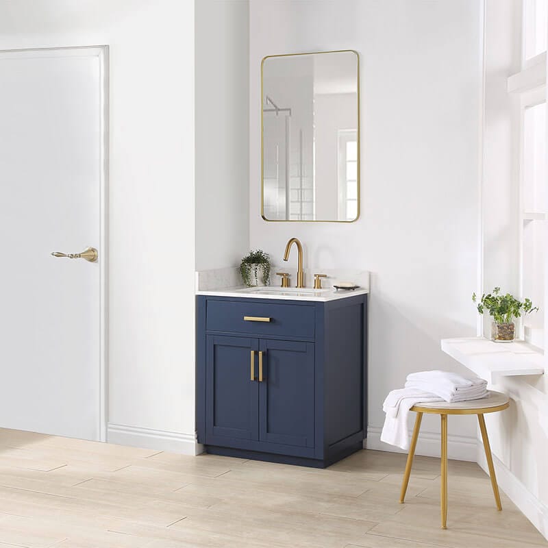 Gavino 30 inch Single Bathroom Vanity with Top Royal Blue Corner View