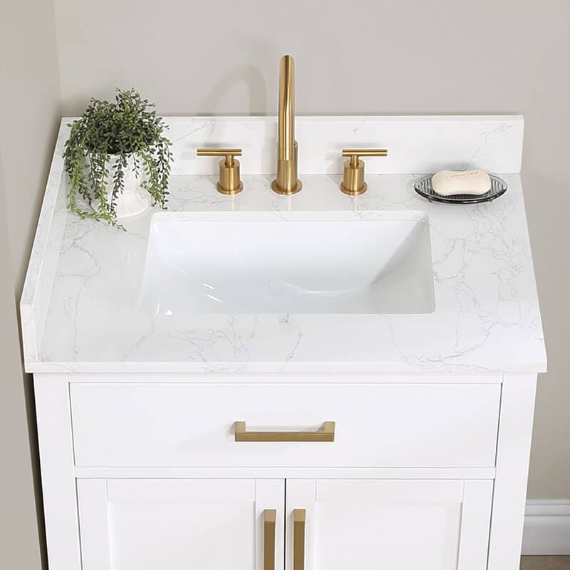 Gavino 30 inch Single Bathroom Vanity with Top White Counterto Front View
