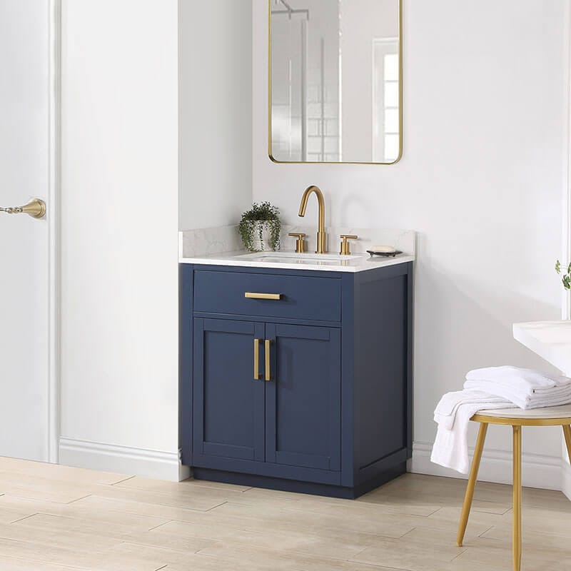 Gavino 30 Single Bathroom Vanity with Top Royal Blue Corner View