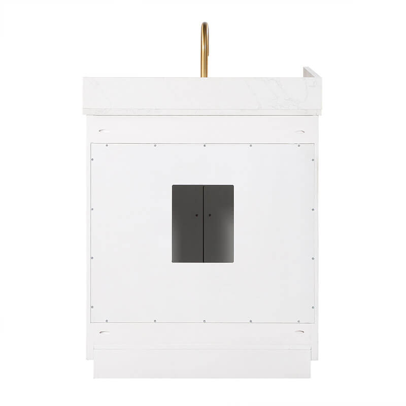 Gavino 30 Single Bathroom Vanity with Top White Back View