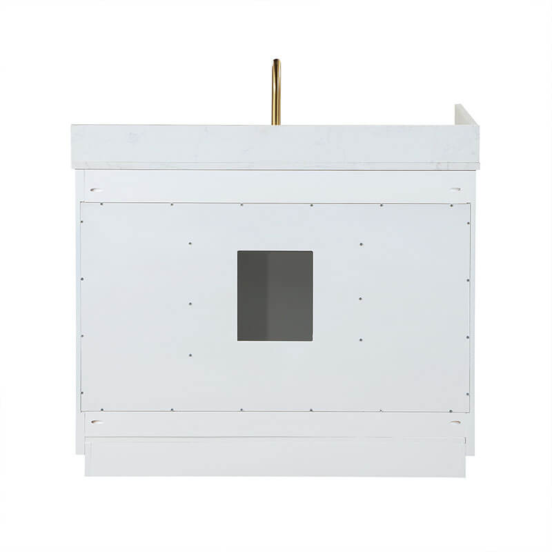 Gavino 42 inch Single Bathroom Vanity with Top White Back View