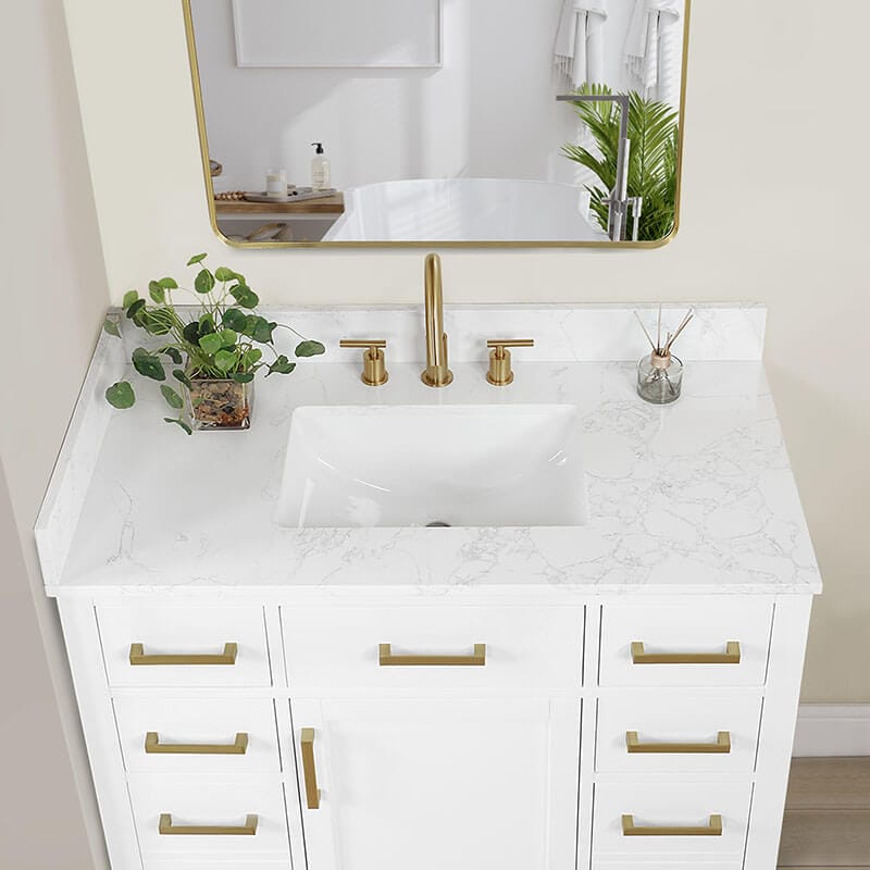 Gavino 42 Single Bathroom Vanity with Top White Countertop Front View