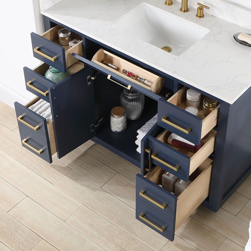 Gavino 48 inch Single Bathroom Vanity with Top Royal Blue Drawer