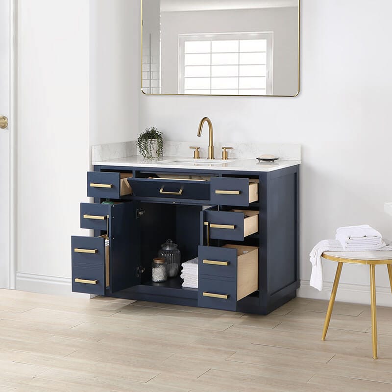 Gavino 48 inch Single Bathroom Vanity with Top Royal Blue Open