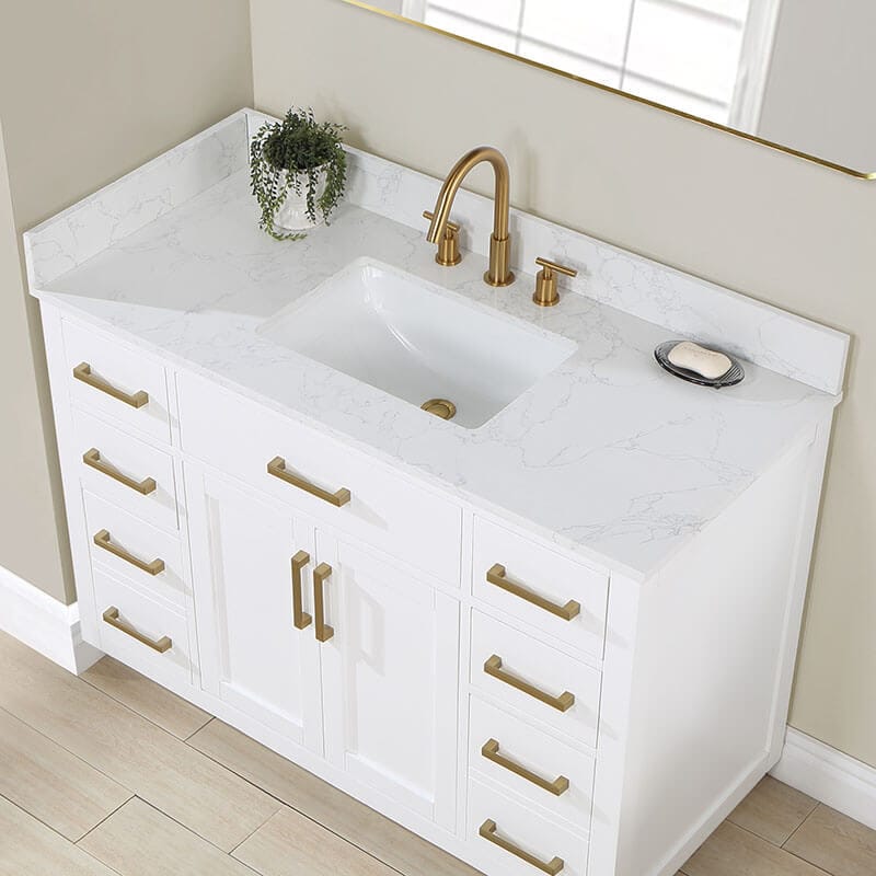 Gavino 48 inch Single Bathroom Vanity with Top White Countertop