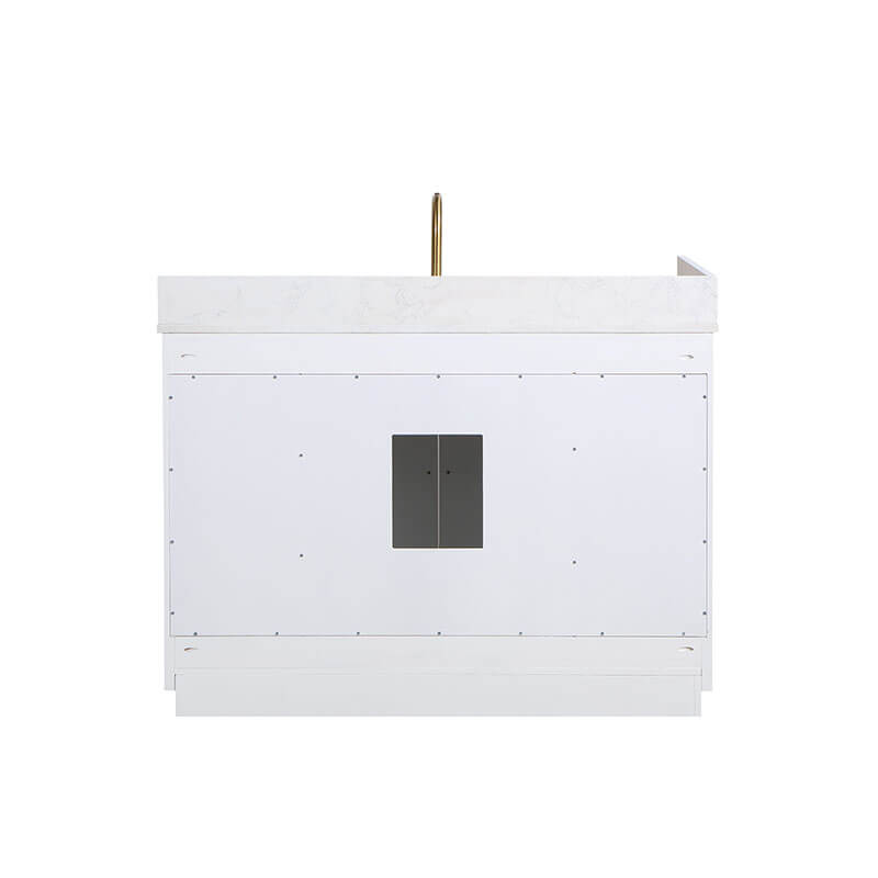 Gavino 48 Single Bathroom Vanity with Top White Back View