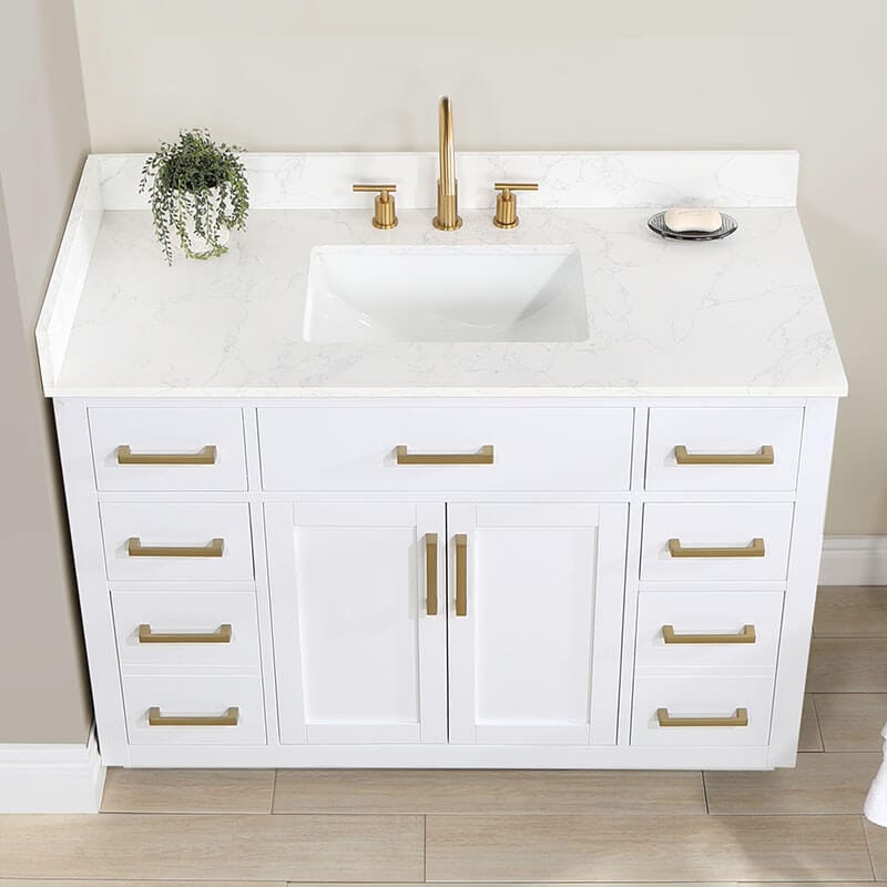 Gavino 48 Single Bathroom Vanity with Top White Countertop
