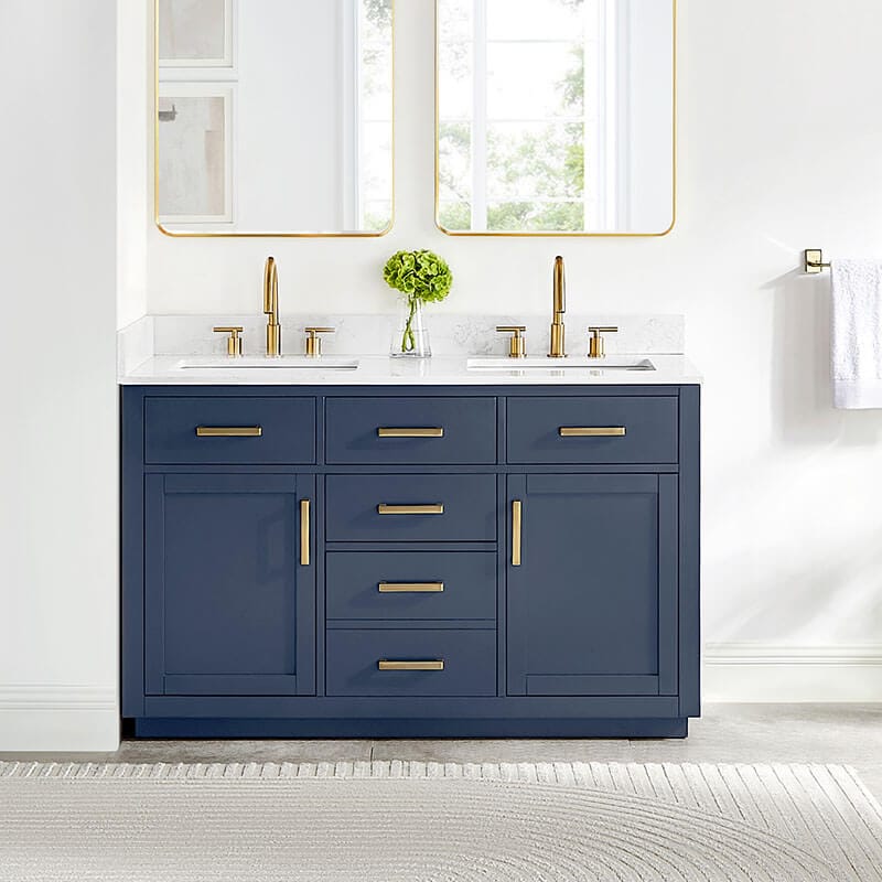 Gavino 54 Double Bathroom Vanity with Top Royal Blue Front View