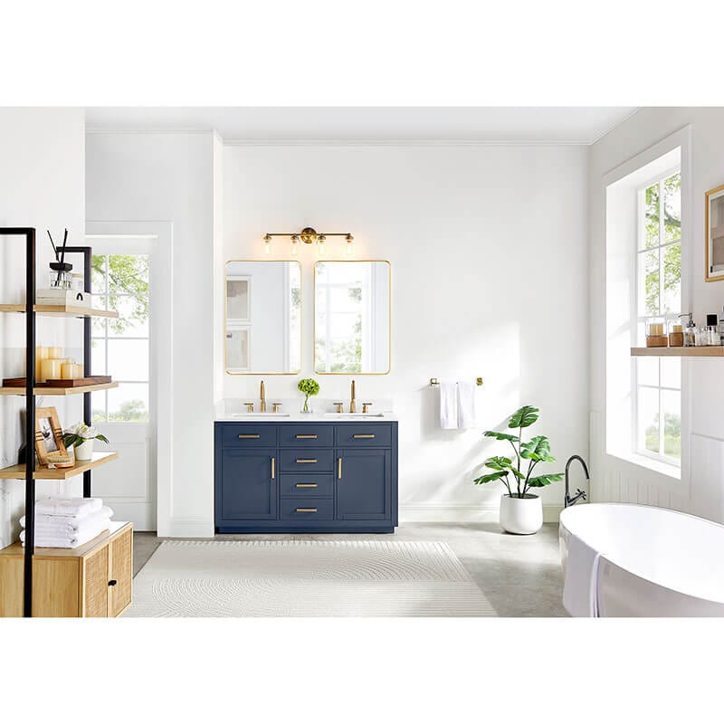 Gavino 54 inch Double Bathroom Vanity with Top Royal Blue Front View