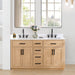 Gavino 60 Double Bathroom Vanity with Top Light Brown Front View