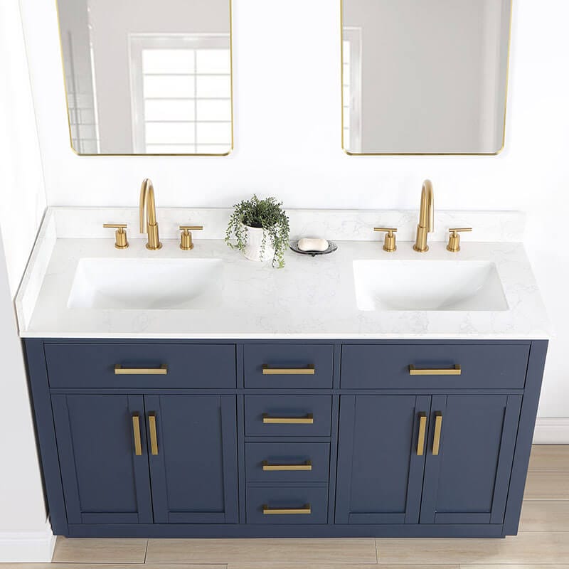 Gavino 60 Double Bathroom Vanity with Top Royal Blue Top Front View