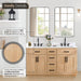 Gavino 60 inch Double Bathroom Vanity with Top Light Brown Detail