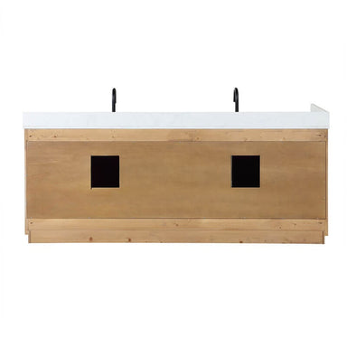 Gavino 84 inch Double Bathroom Vanity with Top Light Brown Back View