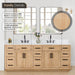 Gavino 84 inch Double Bathroom Vanity with Top Light Brown Front View Detail