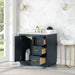 Gazsi 36 inch Single Bathroom Vanity with Top Classic Blue Open Drawer