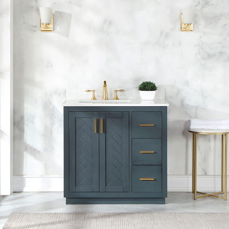 Gazsi 36 Single Bathroom Vanity with Top Classic Blue Front View