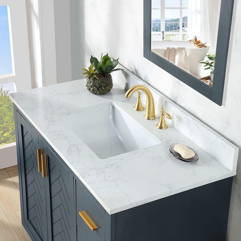 Gazsi 42 Single Bathroom Vanity with Top Charcoal Blue Countertop