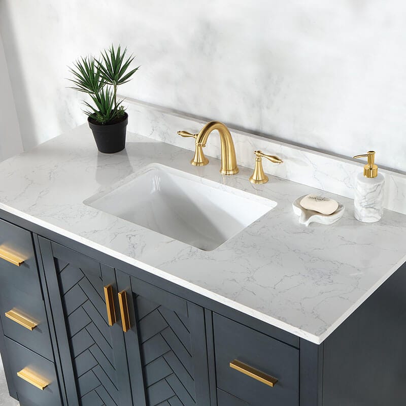 Gazsi 48 Single Bathroom Vanity with Top Charcoal Blue Countertop