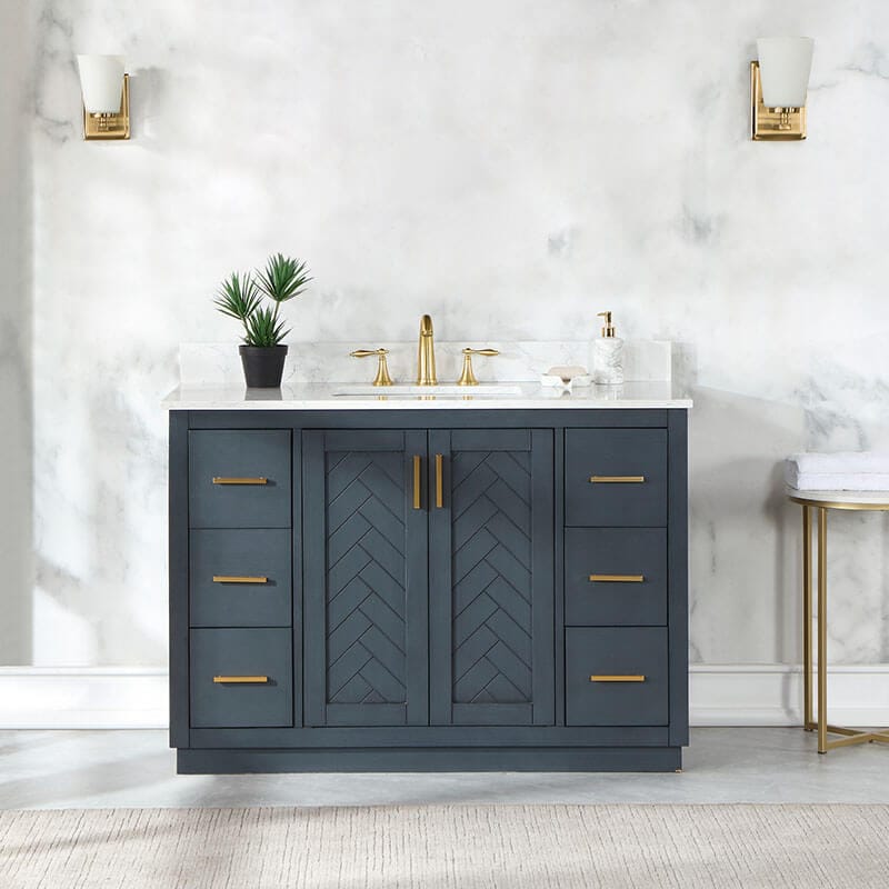Gazsi 48 Single Bathroom Vanity with Top Charcoal Blue Front View
