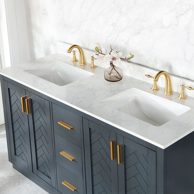 Gazsi 60 Double Bathroom Vanity with Top Classic Blue Countertop
