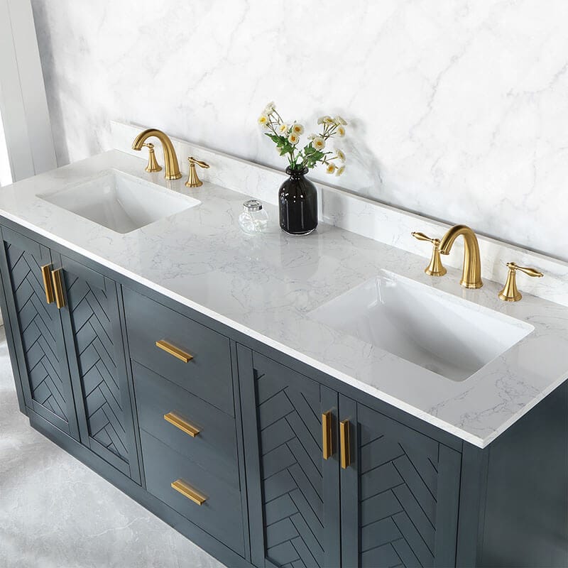 Gazsi 72 Double Bathroom Vanity with Top Classic Blue Countertop