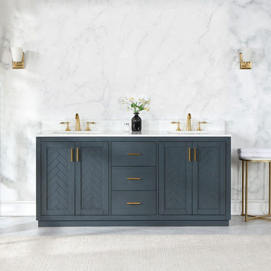 Gazsi 72 Double Bathroom Vanity with Top Classic Blue Front View