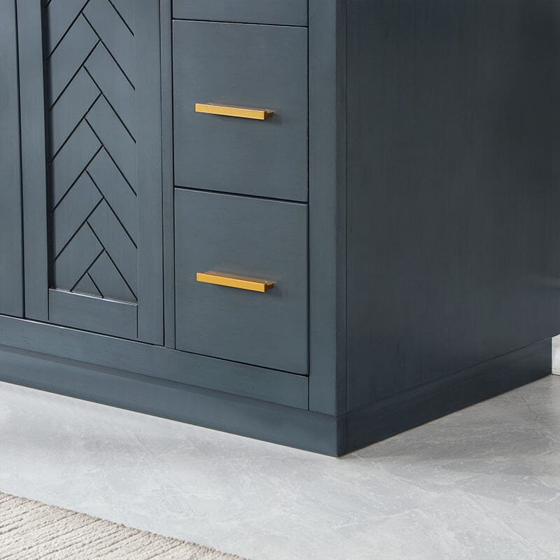 Gazsi 84 inch Double Bathroom Vanity with Top Classic Blue Close up