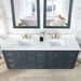 Gazsi 84 inch Double Bathroom Vanity with Top Classic Blue Front View Countertop