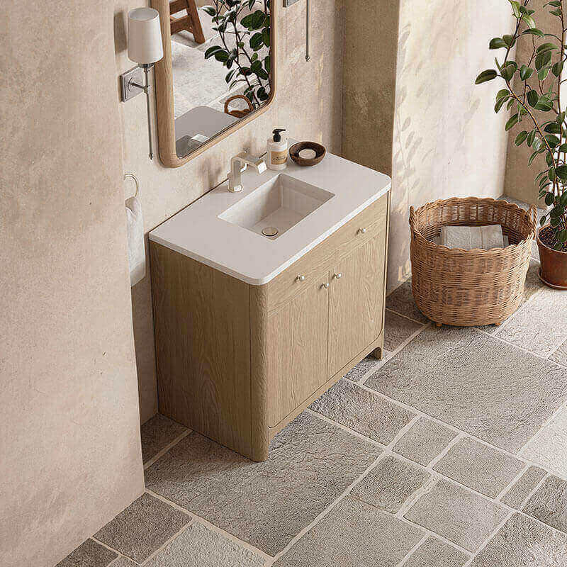 Gracyn 36 Inch Single Vanity Coastal Driftwood White Zeus Quartz Top