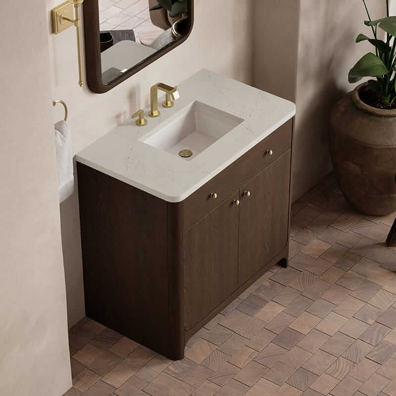Gracyn 36 Inch Single Vanity in Sable With Silestone Widespread Top