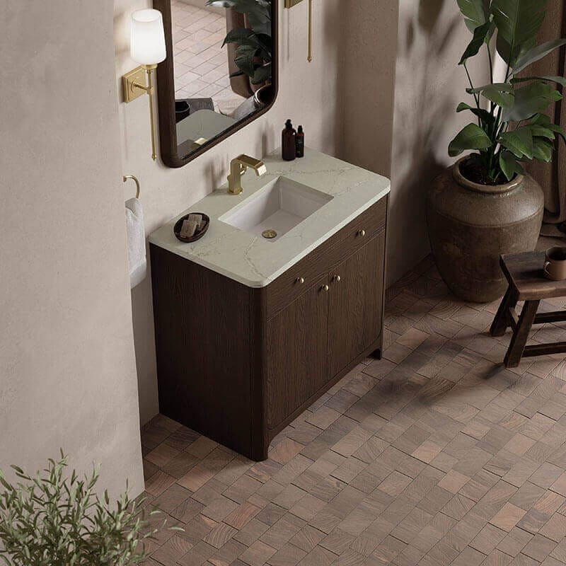 Gracyn 36 Single Vanity Sable Victorian Silver Quartz Top