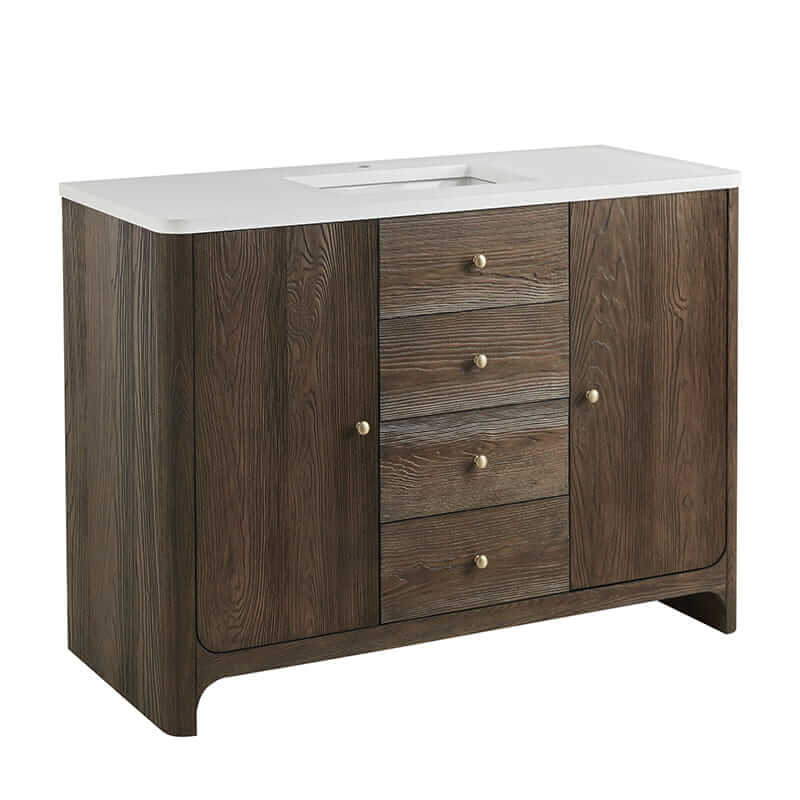Gracyn 48 Inch Single Vanity in Sable Corner View With Countertop