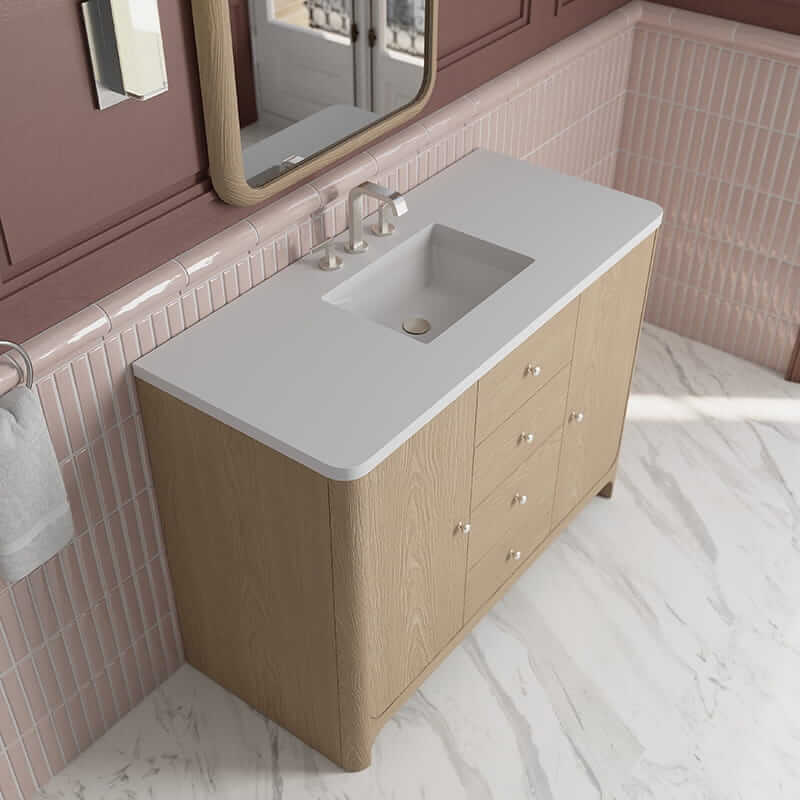 Gracyn 48" Single Vanity in Coastal Driftwood With White Zeus Quartz Widespread Top
