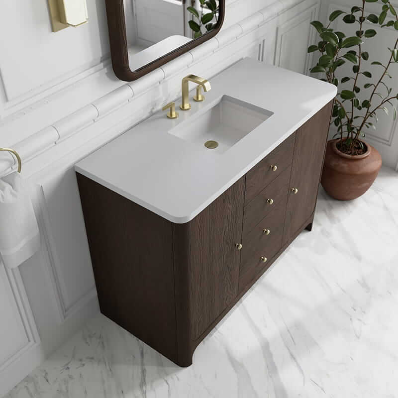 Gracyn 48" Single Vanity in Sable With White Zeus Quartz Widespread Top
