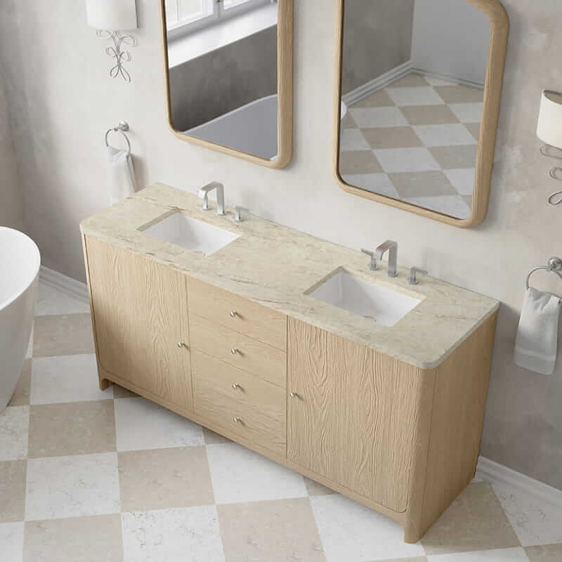 Gracyn 72" Double Vanity in Coastal Driftwood With Tajnar Eclos Widespread Top