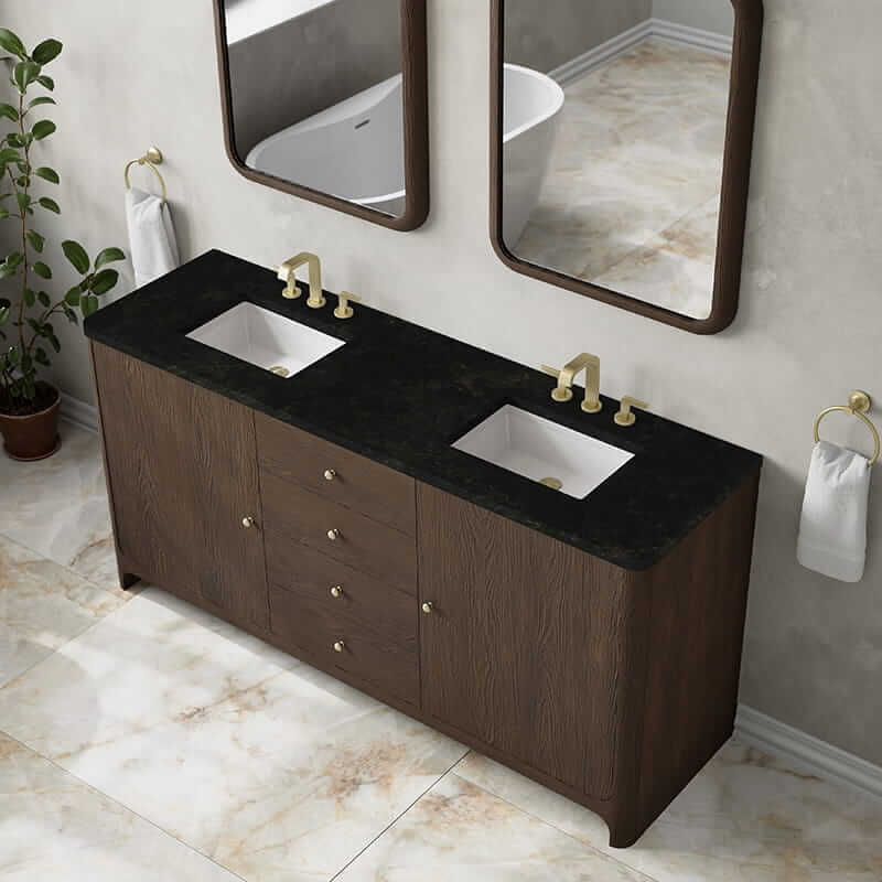 Gracyn 72 Inch Double Vanity in Sable With Phantome Eclos Widespread Top