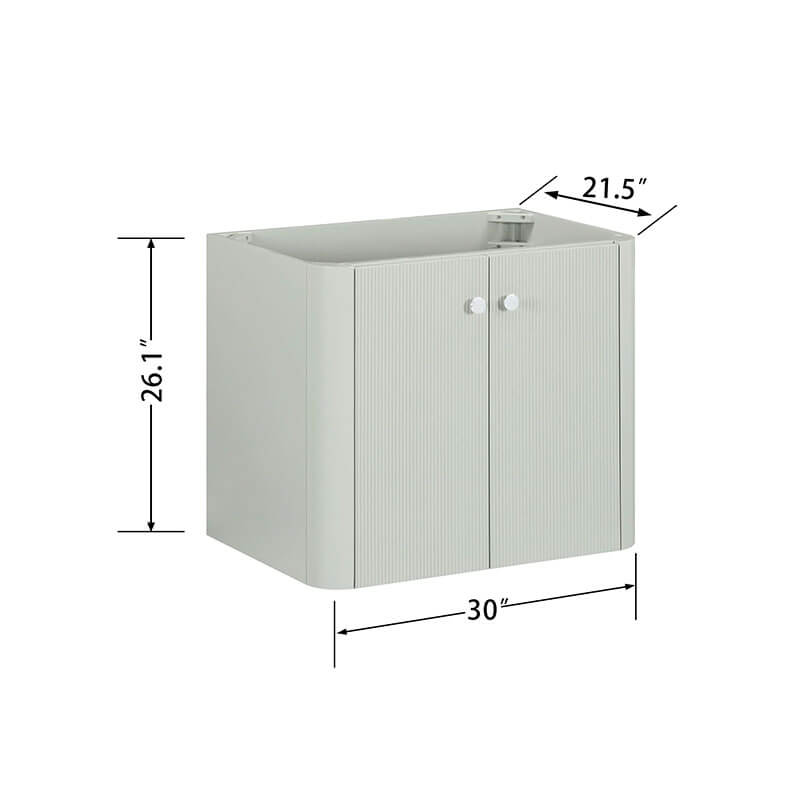 Haley 30 inch Single Sink Bathroom Vanity with Dual Mount Option Soft Sage Cabinet Only Floating Dimension