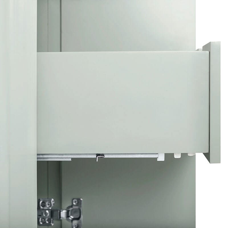 Haley 30 inch Single Sink Bathroom Vanity with Dual Mount Option Soft Sage Cabinet Only Side View Drawer