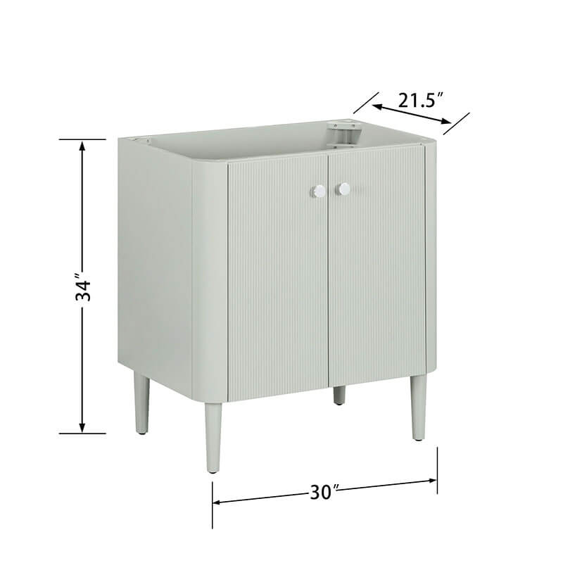 Haley 30 Single Sink Bathroom Vanity with Dual Mount Option Soft Sage Cabinet Only Freestanding Dimension