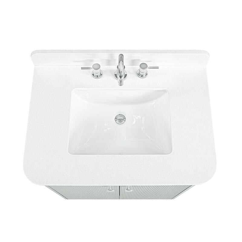 Haley 30 Single Sink Bathroom Vanity with Dual Mount Option Soft Sage in White Engineered Stone
