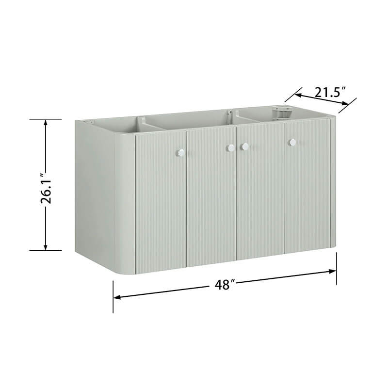 Haley 48 inch Single Sink Bathroom Vanity with Dual Mount Option Soft Sage Cabinet Only Freestanding Dimension
