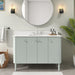 Haley 48 inch Single Sink Bathroom Vanity with Dual Mount Option Soft Sage in White Engineered Stone Front View