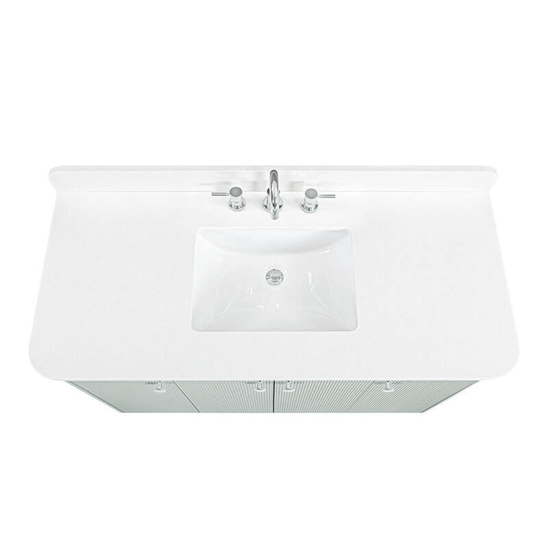Haley 48 inch Single Sink Bathroom Vanity with Dual Mount Option Soft Sage in White Engineered Stone