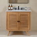 Harper 30 inch Single Sink Teak Bathroom Vanity Natural Teak in Carrara White Marble Front View
