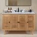 Harper 48 Single Sink Teak Bathroom Vanity Natural Teak in Carrara White Marble Front View