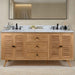 Harper 72 Double Sink Teak Bathroom Vanity Natural Teak in Carrara White Marble Front View
