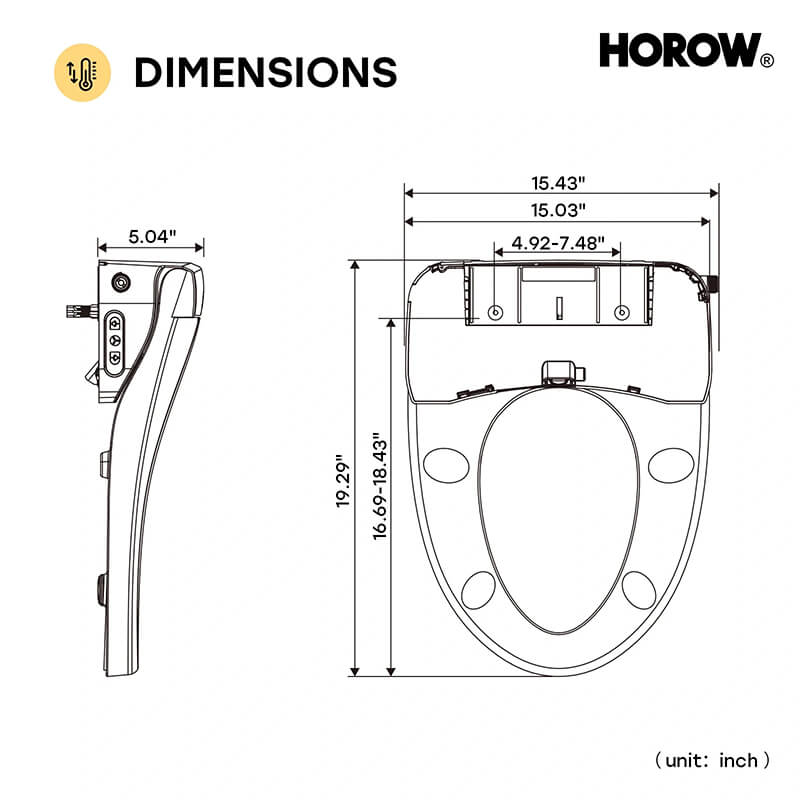 HOROW B0503 Bidet Toilet Seat Dimensions